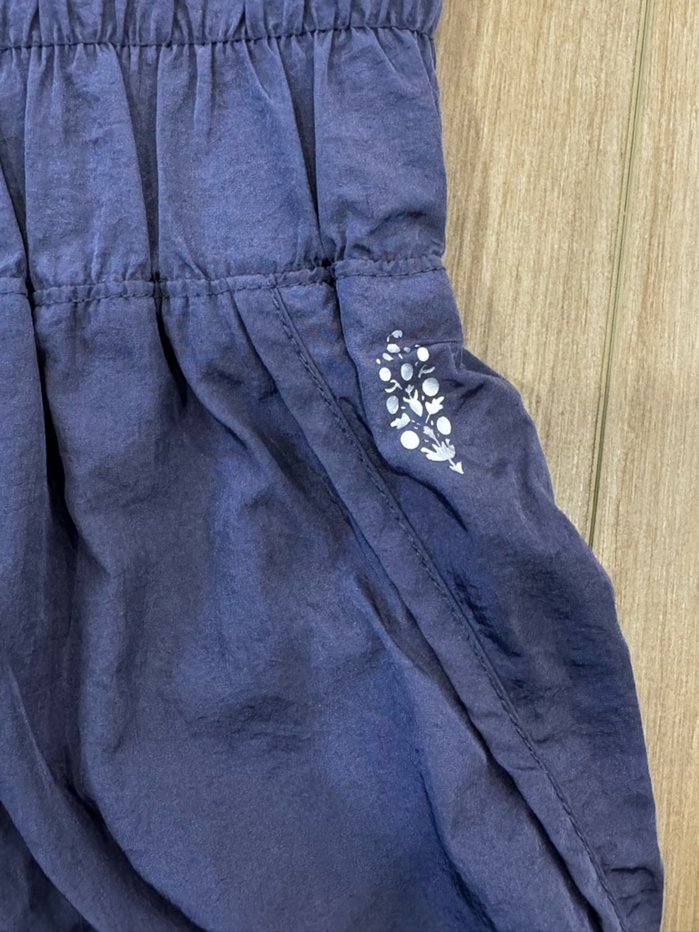 FP Movement Way Home Shorts Deep Sea Navy Smocked Waist Running Sz S - Picture 4 of 7
